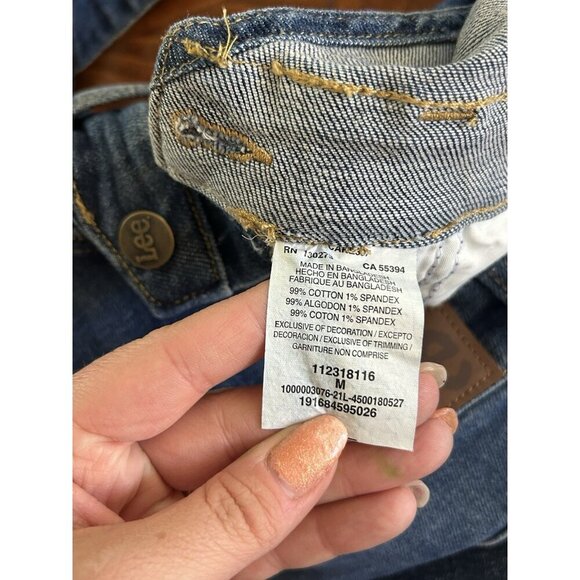 Lee Denim Bib Overall Shorts Womens M Blue Jean Pockets Shortalls Tomboy - Picture 4 of 7